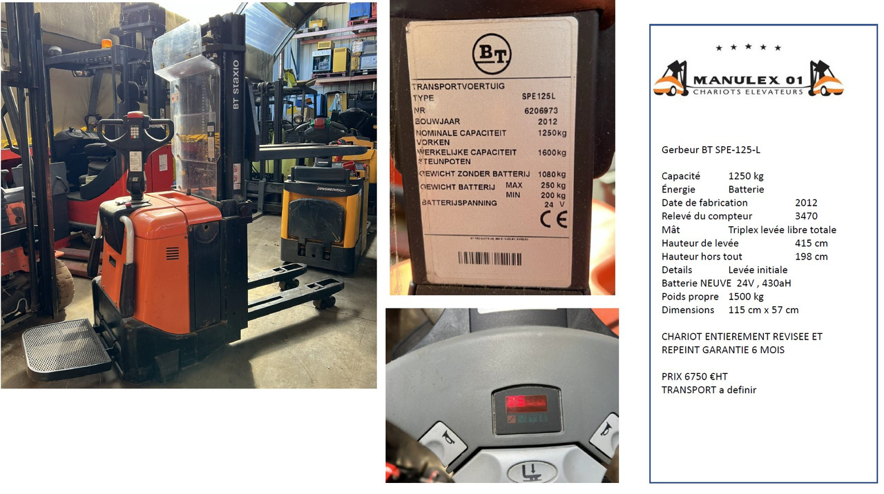 BT SPE125 - AVEC LEVEE INITIALE ET MAT TRIPLEX - Штабелер: фото 1 BT SPE125 - AVEC LEVEE INITIALE ET MAT TRIPLEX - Штабелер: фото 1