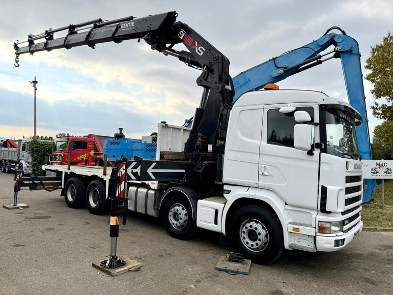 Scania 114C-380 8x4 PRITSCHE + KRAN HIAB 700 E-5 - PLATFORM 6m80 + TWISTLOCKS - MANUAL - RETARDER - STEEL SPRING / BIG AXLE HUB REDUCTION - AP ACHSEN - Грузовик бортовой/ Платформа, Автоманипулятор: фото 1 Scania 114C-380 8x4 PRITSCHE + KRAN HIAB 700 E-5 - PLATFORM 6m80 + TWISTLOCKS - MANUAL - RETARDER - STEEL SPRING / BIG AXLE HUB REDUCTION - AP ACHSEN - Грузовик бортовой/ Платформа, Автоманипулятор: фото 1