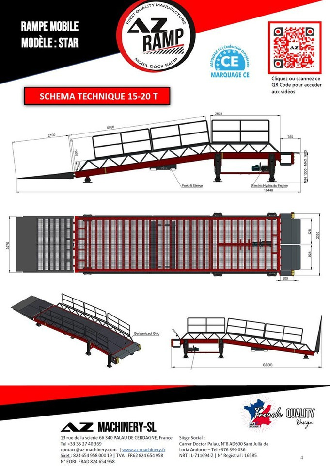 Погрузочная рампа **RENTAL** Loading Ramp with with hydraulic tilting bridge -  AZ RAMP - STAR- 8T. 8 ton capacity: фото 6