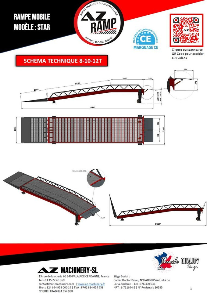 Погрузочная рампа **RENTAL** Loading Ramp with with hydraulic tilting bridge -  AZ RAMP - STAR- 8T. 8 ton capacity: фото 5