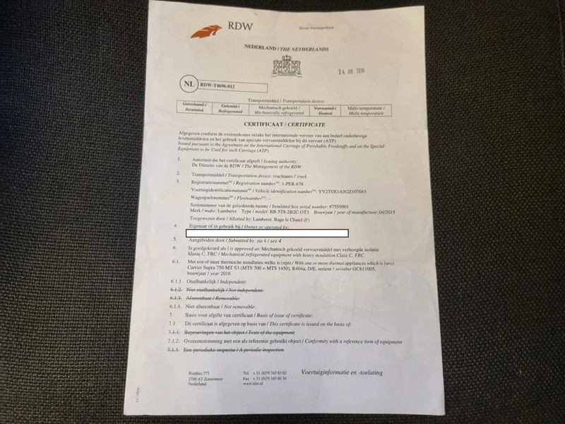 Рефрижератор Volvo FL 250 Carrier 750MT ATP Zwischenwand LBW Euro 6: фото 16 Рефрижератор Volvo FL 250 Carrier 750MT ATP Zwischenwand LBW Euro 6: фото 16