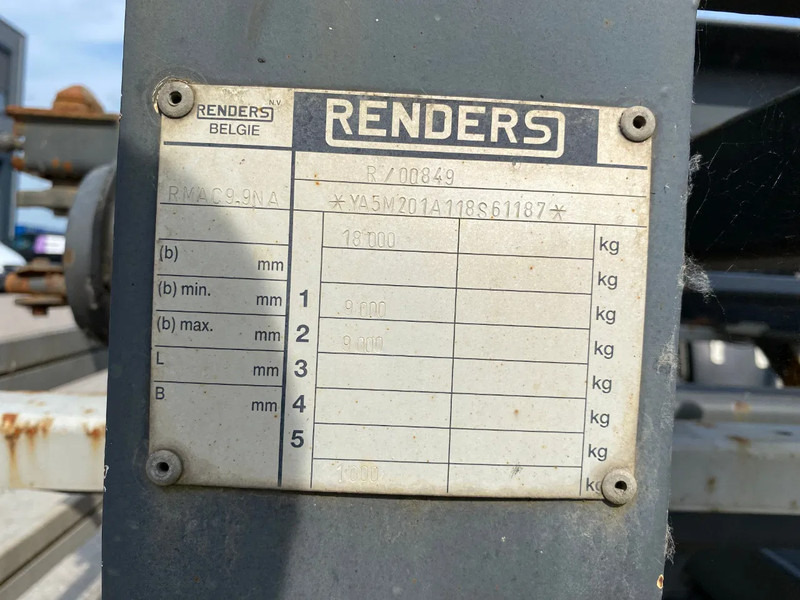 Прицеп-контейнеровоз/ Сменный кузов Renders RMAC9.9NA / Container aanhanger BDF / SAF + Disc: фото 9 Прицеп-контейнеровоз/ Сменный кузов Renders RMAC9.9NA / Container aanhanger BDF / SAF + Disc: фото 9