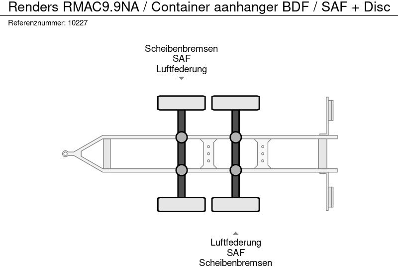 Прицеп-контейнеровоз/ Сменный кузов Renders RMAC9.9NA / Container aanhanger BDF / SAF + Disc: фото 10 Прицеп-контейнеровоз/ Сменный кузов Renders RMAC9.9NA / Container aanhanger BDF / SAF + Disc: фото 10