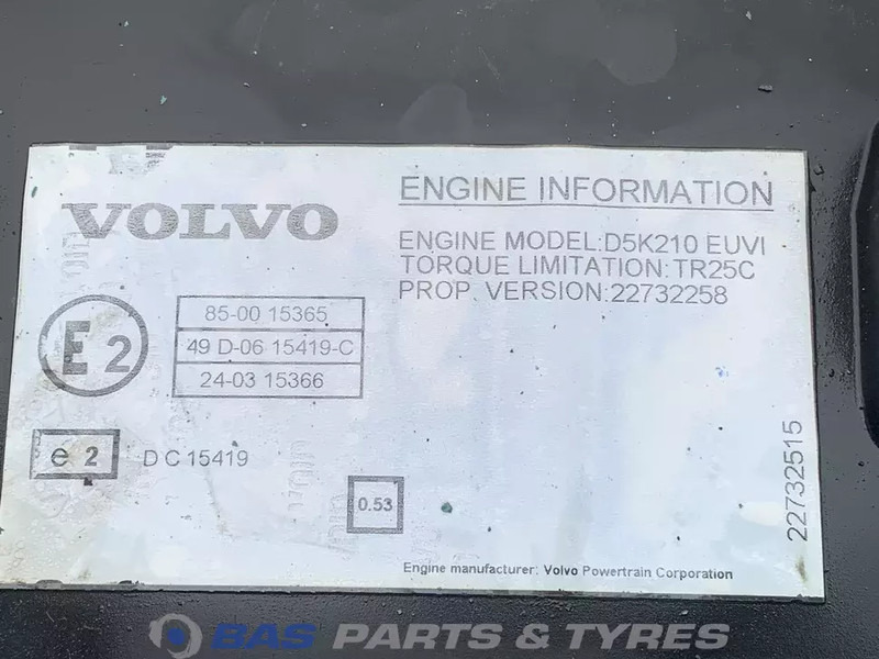 Volvo FL Euro 6 Motor Volvo D5K 210 K2 G1482 - Двигатель для Грузовиков: фото 5 Volvo FL Euro 6 Motor Volvo D5K 210 K2 G1482 - Двигатель для Грузовиков: фото 5