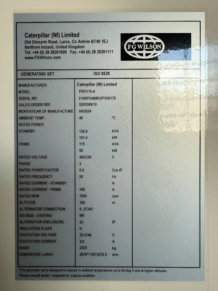 Новый Электрогенератор FG Wilson PRO115-4 - 115 kVA Genset Stage V - DPX-16046: фото 6 Новый Электрогенератор FG Wilson PRO115-4 - 115 kVA Genset Stage V - DPX-16046: фото 6