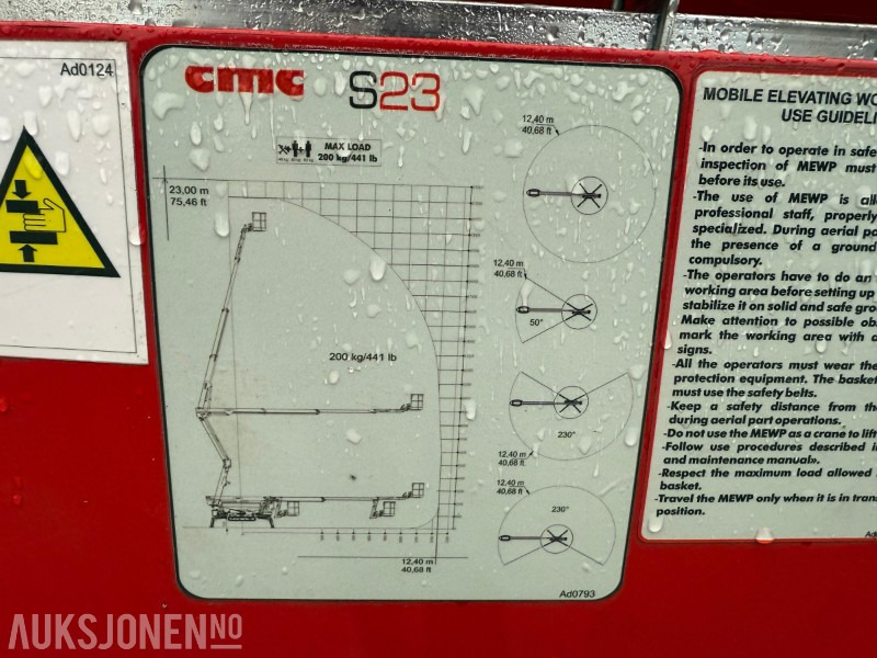 Подъёмник 2022 CMC S23 spiderlift, 23m arb.høyde, automatisk nivellering, merkefrie belter, radiokontroll, Diesel/ 230V: фото 15
