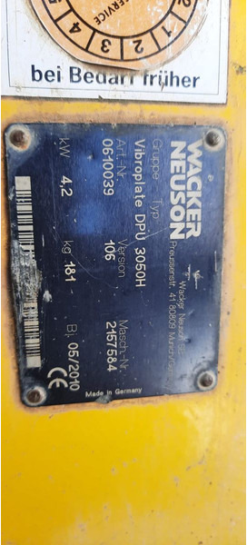 Wacker Rüttelplatte DPU 3050H - Виброплита: фото 4 Wacker Rüttelplatte DPU 3050H - Виброплита: фото 4