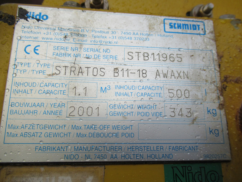 NIDO Stratos B11-18 AWAXN 1,1M3 + 500 L Zoutstrooier Saltzstreuer - Разбрасыватель песка/ Соли: фото 4 NIDO Stratos B11-18 AWAXN 1,1M3 + 500 L Zoutstrooier Saltzstreuer - Разбрасыватель песка/ Соли: фото 4