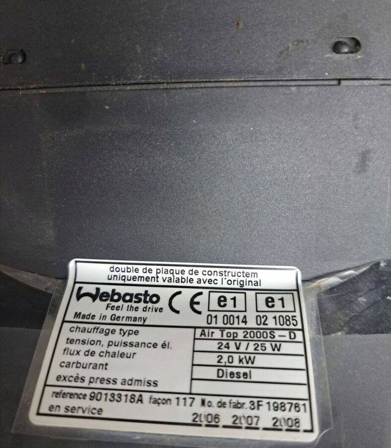 WEBASTO OGRZEWANIE WEBASTO AIR TOP 2000 S RENAULT PREMIUM MIDLUM DXI VOLVO FL FE - Отопление/ Вентиляция для Грузовиков: фото 3 WEBASTO OGRZEWANIE WEBASTO AIR TOP 2000 S RENAULT PREMIUM MIDLUM DXI VOLVO FL FE - Отопление/ Вентиляция для Грузовиков: фото 3