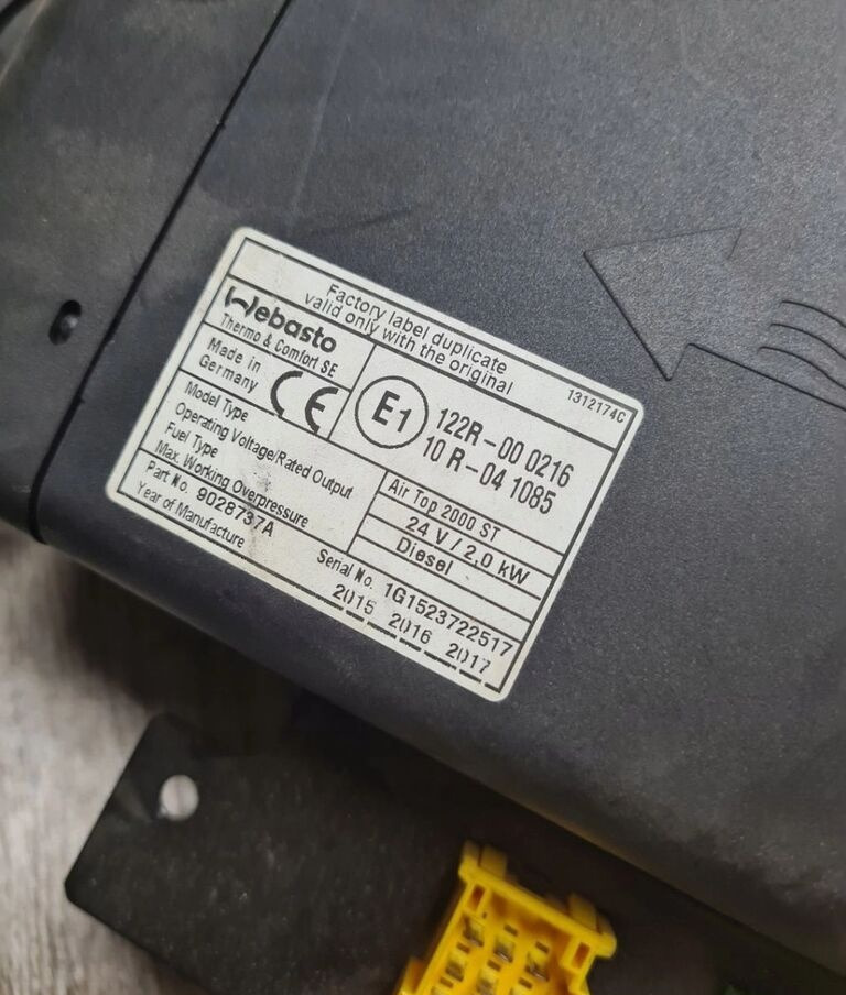 WEBASTO WEBASTO AIR TOP 2000ST RENAULT PREMIUM MIDLUM GAMA D VOLVO FL FE - Отопление/ Вентиляция для Грузовиков: фото 5 WEBASTO WEBASTO AIR TOP 2000ST RENAULT PREMIUM MIDLUM GAMA D VOLVO FL FE - Отопление/ Вентиляция для Грузовиков: фото 5