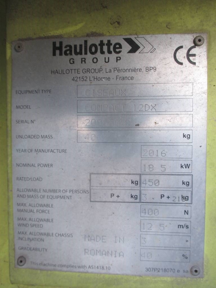 Ножничный подъемник Haulotte Compact 12 DX: фото 11