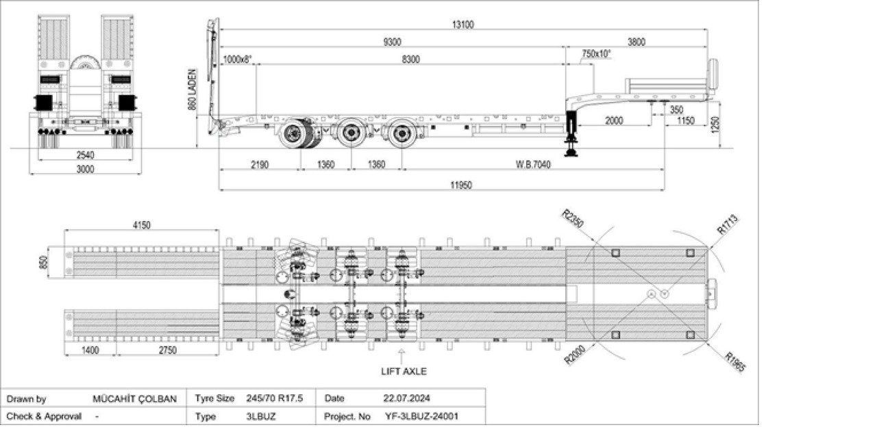 YALCIN 3 ESSIEUX STD - Низкорамный полуприцеп: фото 3 YALCIN 3 ESSIEUX STD - Низкорамный полуприцеп: фото 3