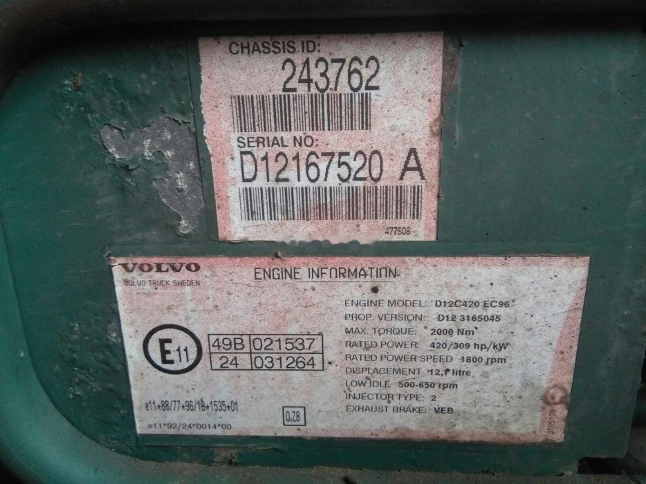 Volvo D12C Volvo FH 12 - Двигатель для Грузовиков: фото 4 Volvo D12C Volvo FH 12 - Двигатель для Грузовиков: фото 4