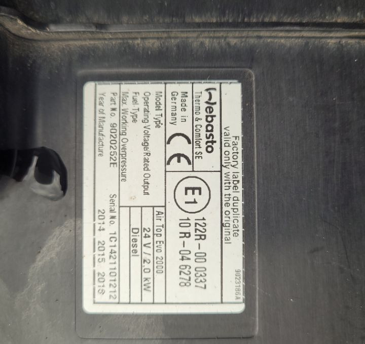 WEBASTO RENAULT RANGE T ORYGINAL - Отопление/ Вентиляция для Грузовиков: фото 2 WEBASTO RENAULT RANGE T ORYGINAL - Отопление/ Вентиляция для Грузовиков: фото 2