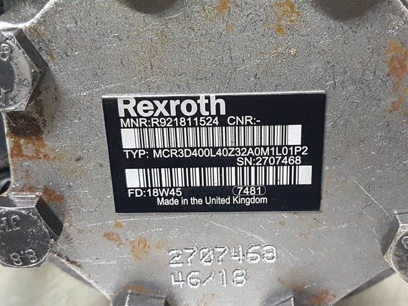 Новый Гидравлика для Строительной техники Rexroth MCR3D400L40Z32-R921811524-Wheel motor/Radmotor: фото 7 Новый Гидравлика для Строительной техники Rexroth MCR3D400L40Z32-R921811524-Wheel motor/Radmotor: фото 7