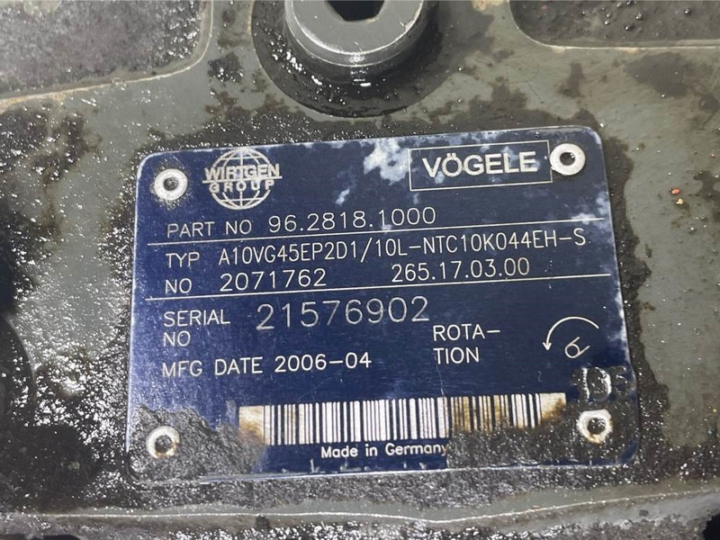 Vögele 96.2823.1000/R902071762/265.17.03.00-Drive pump - Гидравлика для Строительной техники: фото 4 Vögele 96.2823.1000/R902071762/265.17.03.00-Drive pump - Гидравлика для Строительной техники: фото 4