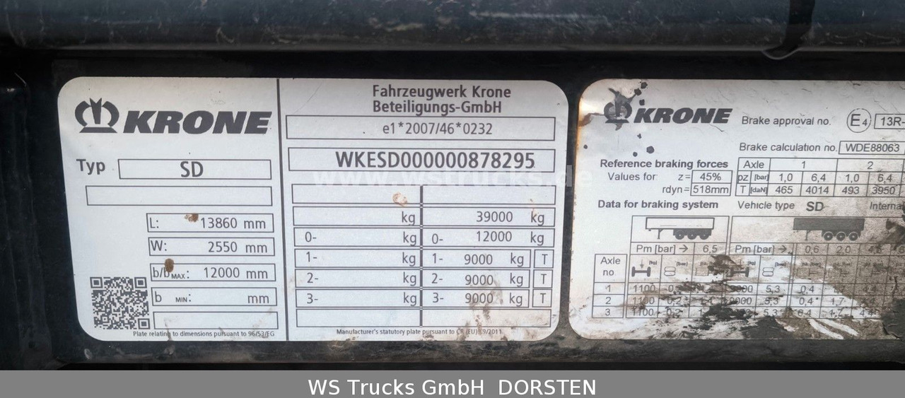 Krone SD 27 Planauflieger mit Edscha | ABS, EBS, XL - Тентованный полуприцеп: фото 3 Krone SD 27 Planauflieger mit Edscha | ABS, EBS, XL - Тентованный полуприцеп: фото 3