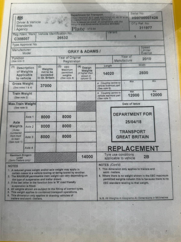 Gray and Adams 2010 Vector 1850 MT – D11 - Полуприцеп-рефрижератор: фото 4 Gray and Adams 2010 Vector 1850 MT – D11 - Полуприцеп-рефрижератор: фото 4