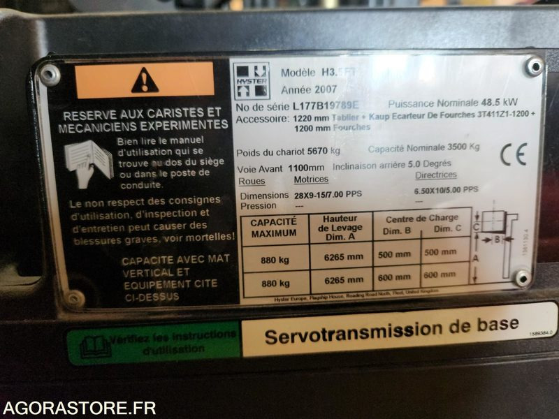 CHARIOT ELEVATEUR DIESEL 3T5 HYSTER H3.5FT - 2007 - 1033 heures - Дизельный погрузчик: фото 2 CHARIOT ELEVATEUR DIESEL 3T5 HYSTER H3.5FT - 2007 - 1033 heures - Дизельный погрузчик: фото 2