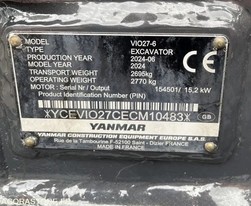 MINI PELLE SUR CHENILLE YANMAR VIO27-6 - Мини-экскаватор: фото 5 MINI PELLE SUR CHENILLE YANMAR VIO27-6 - Мини-экскаватор: фото 5
