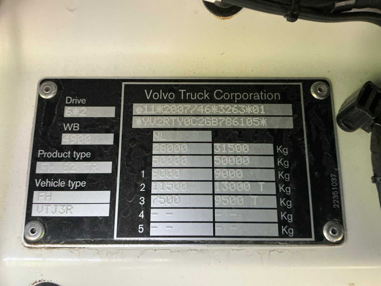 Грузовик 2016 VOLVO FH 460 TRUCK 24T CABLE SYSTEM: фото 28
