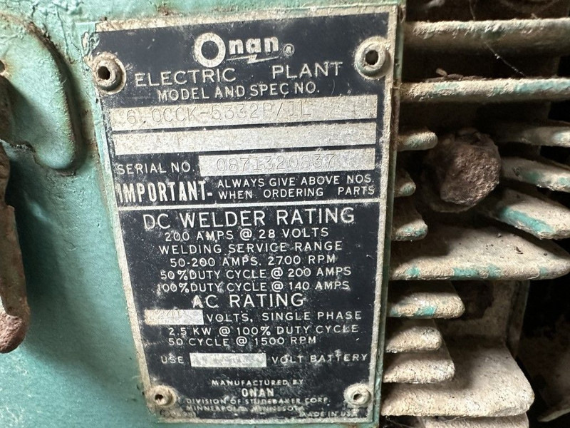 GENERATOR Onan Portaweld 200 Las generator Welding generator 200 Amp Benzine Petrol - Электрогенератор: фото 3 GENERATOR Onan Portaweld 200 Las generator Welding generator 200 Amp Benzine Petrol - Электрогенератор: фото 3