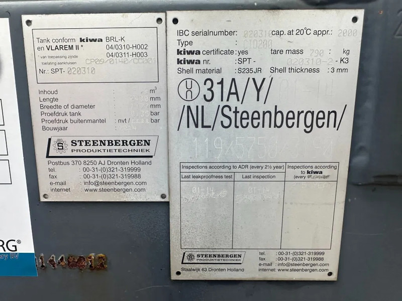 IBC Steenbergen Kiwa IBC 2000 liter dieseltank met handpomp Milieutank - Резервуар для хранения: фото 3 IBC Steenbergen Kiwa IBC 2000 liter dieseltank met handpomp Milieutank - Резервуар для хранения: фото 3