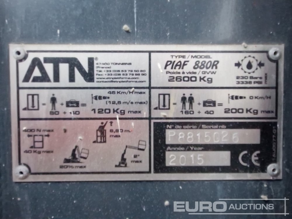 2015 ATN PIAF 880R - Подъёмник: фото 2 2015 ATN PIAF 880R - Подъёмник: фото 2