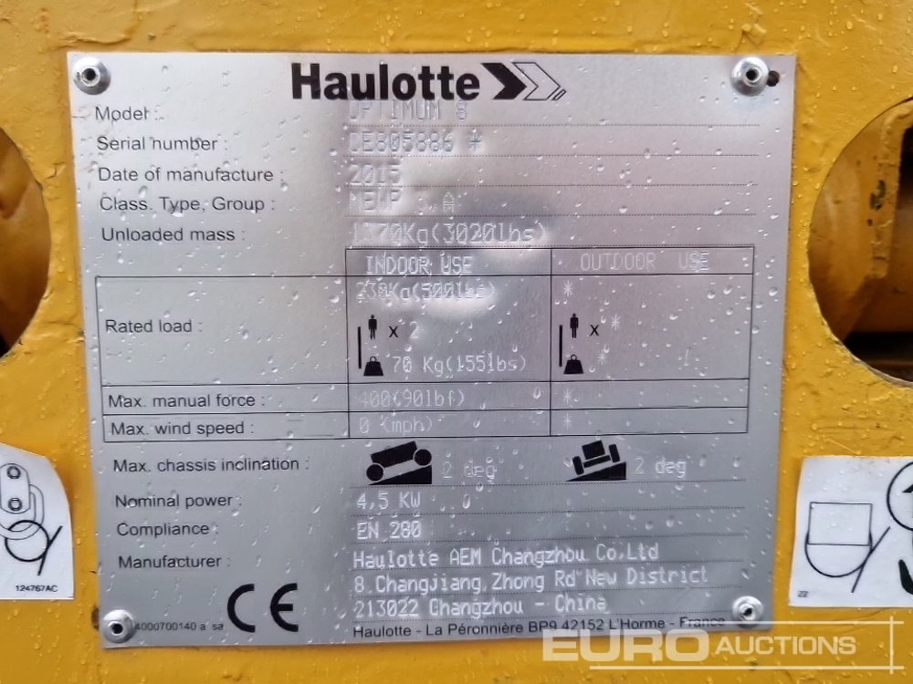 Ножничный подъемник 2015 Haulotte Optimum 8: фото 22