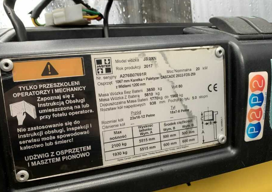 Hyster J3.0XN - Электропогрузчик: фото 4 Hyster J3.0XN - Электропогрузчик: фото 4