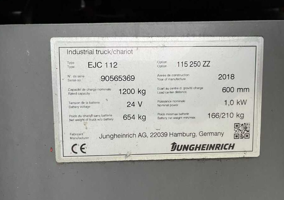 Jungheinrich EJC112 - Штабелер: фото 4 Jungheinrich EJC112 - Штабелер: фото 4