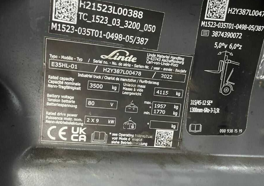 Linde E35HL-01 - Электропогрузчик: фото 4 Linde E35HL-01 - Электропогрузчик: фото 4