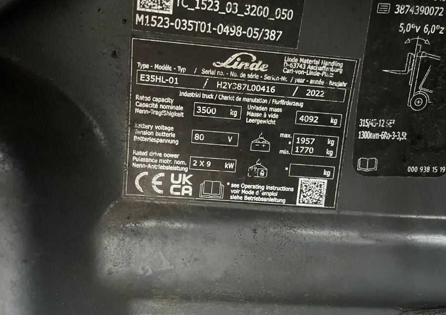 Linde E35HL-01 - Электропогрузчик: фото 4 Linde E35HL-01 - Электропогрузчик: фото 4