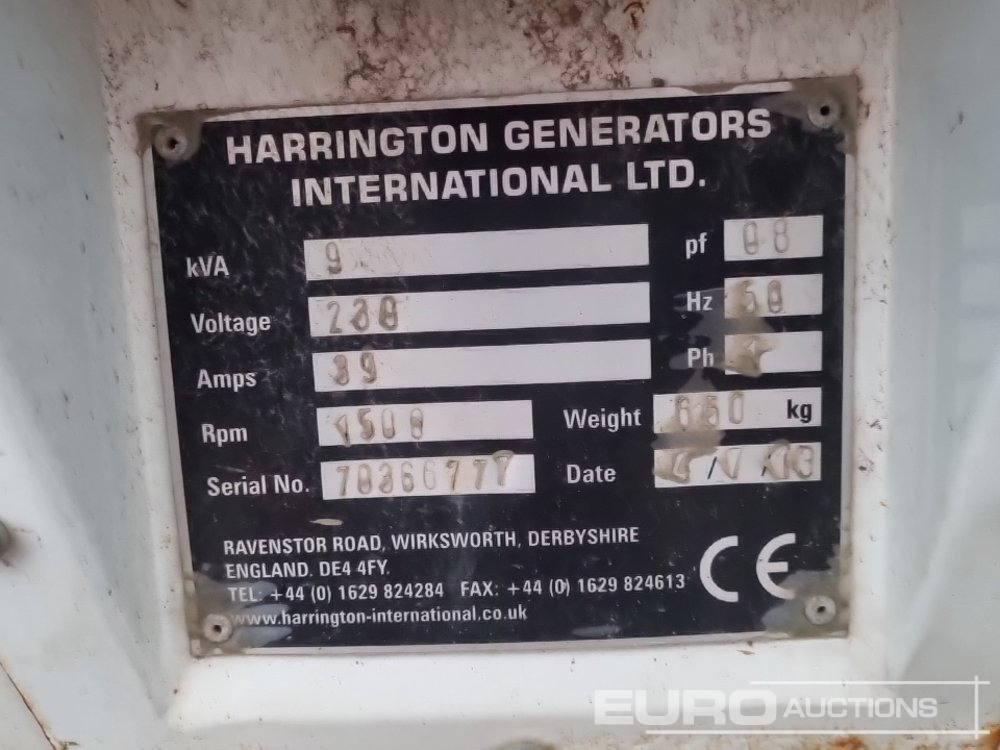 Электрогенератор 2013 Harrington 9kVA Generator, Kubota Engine: фото 23