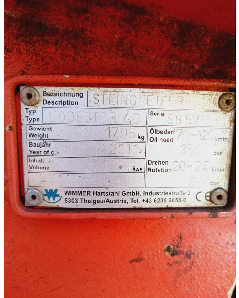 WIMMER HARTSTAHL GMBH LOOBSTER 40:PINCE WIMMER - Грейфер: фото 3 WIMMER HARTSTAHL GMBH LOOBSTER 40:PINCE WIMMER - Грейфер: фото 3